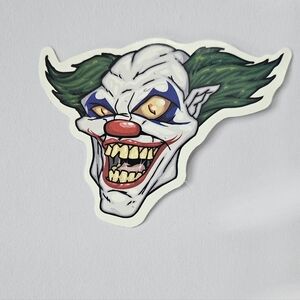 Joker sticker, skateboard sticker, Creepy clown.